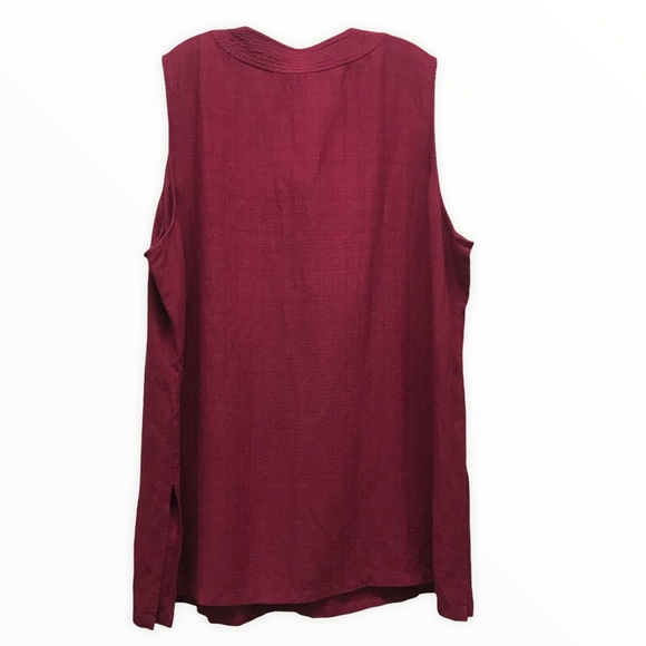 EILEEN FISHER Linen Blend Sleeveless V-neck Tank - Picture 7 of 8